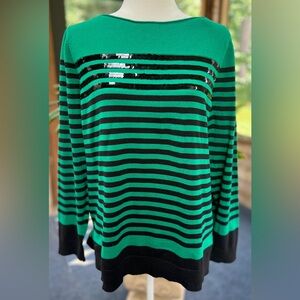 NWT Liz Claiborne striped sweater with sequin accents. XL